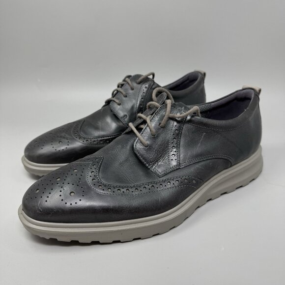 Ecco St.1 Hybrid Lite Men\'s 10 Black Sneaker Leather Shoes Wingtip Lace-Up Flat main image 5